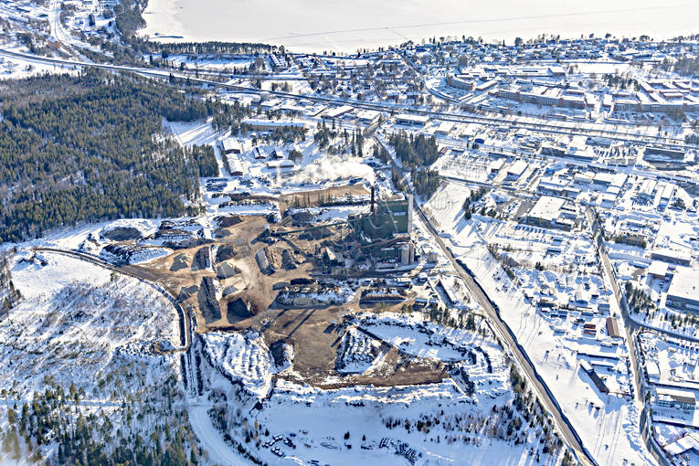 Värmeverket i Lugnvik Flygfoto anläggningar, drönarbilder, drönarfoto, fjärrvärme, flygbild, flygbilder, Flygfoto, flygfoton, förbränning, jämtkraft, Jämtland, Lugnvik, vinter, värmeverk