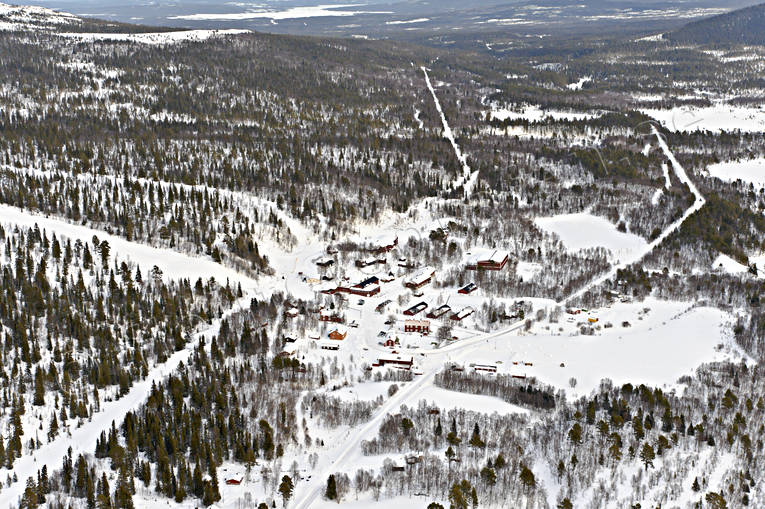 Vålådalens Fjällstation anläggningar, drönarbilder, drönarfoto, flygbild, flygbilder, Flygfoto, flygfoton, Jämtland, Landskap, vinter, Vålådalens Fjällstation