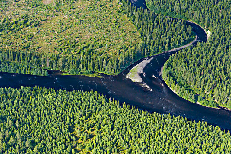 Åkeråns utlopp i Långan drönarbilder, drönarfoto, flygbild, flygbilder, Flygfoto, flygfoton, Jämtland, Långan, sommar, Åkerån, älv, älvar