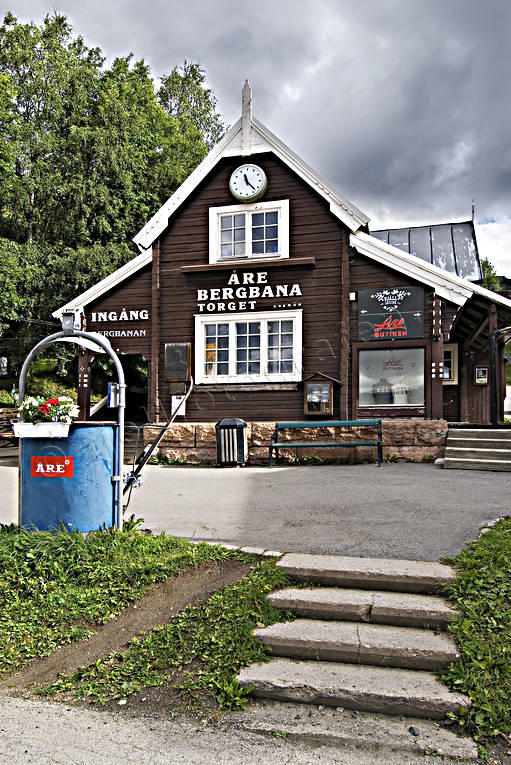 Åre bergbana, sommar anläggningar, bergbanan, byggnad, byggnader, hus, Jämtland, samhällen, trähus, Åre, Åre torg