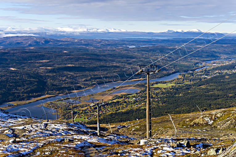 Åredalen gondolen fjäll, gondolen, höst, Indalsälven, Jämtland, Landskap, nysnö, utstikt, vy, Åredalen