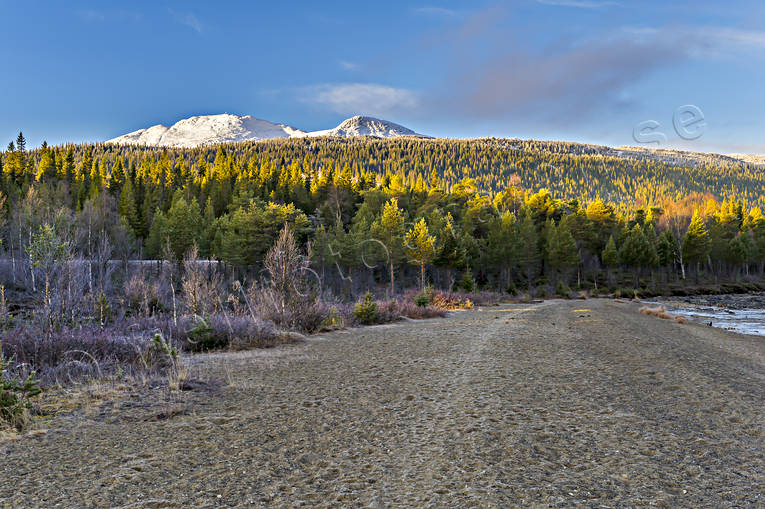 Åreskutans topp fjäll, fjälltopp, höst, Jämtland, Landskap, nysnö, sand, skog, strand, Åreskutan