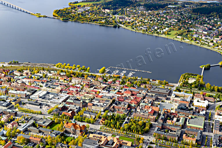 Östersund Centrum Flygfoto centrum, drönarbilder, drönarfoto, flygbild, flygbilder, Flygfoto, flygfoton, hamn, hamnen, höst, Jämtland, småbåtshamn, städer, Östersund