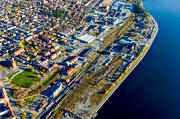 bangrd, bangrdsomrdet, drnarbilder, drnarfoto, flygbild, flygbilder, flygfoto, flygfoton, hst, industriomrde, Jmtland, jrnvg, Storsj Strand, strand, stder, stersund