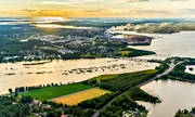 Bergvikssundet, broar, broarna, drnarbilder, drnarfoto, flygbild, flygbilder, flygfoto, flygfoton, landskap, morgon, morgonljus, morgonsol, Norrbotten, Pite, samhllen, sommar