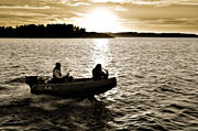 Bohuslän, båt, hav, himmel, kommunikationer, kust, landskap, motorbåt, natur, sjö, sjöfart, skärgård, solnedgång