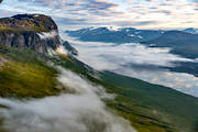 dimma, drnarbild, drnarbilder, drnarfoto, flygbild, flygbilder, flygfoto, flygfoton, glint, glinten, landskap, lappland, Lulep Gierkav, saltoluokta, skolla, skollkant, skollor, sommar, Stora Sjfallet