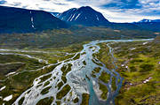 drnarbild, drnarbilder, drnarfoto, flygbild, flygbilder, flygfoto, flygfoton, fltad lv, Kuoperjkka, Krtjevuolle, landskap, lappland, Sinnicohkka, sommar, Tjktjajkka, Tjktjavagge