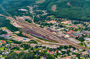 banvall, drnarbilder, drnarfoto, flygbild, flygbilder, flygfoto, flygfoton, jrnvg, jrnvgsknut, Medelpad, Mittbanan, Norra Stambanan, samhllen, sommar, nge