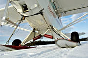 flyg, flygmaskin, flygplan, kommunikationer, luftfart, Piper, skidflyg, skidflygplan, skidor, Super Cub