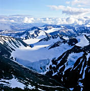 Akkajekna, Akkavagge, Alkavagge, drnarbilder, drnarfoto, fjlltoppar, flygbild, flygbilder, flygfoto, flygfoton, glacir, landskap, lappland, nationalpark, Sadelberget, sarek, sommar