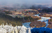 byggnader, dimfrost, grdar, Handl by, Handlan, hst, Jmtland, stuga, stugor