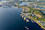drönarbilder, drönarfoto, flygbild, flygbilder, flygfoto, flygfoton, Gråsjälfjärden, hamnen, isbrytare, Luleå, Norrbotten, sommar, städer