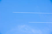 blå, flyg, flygplan, himmel, kommunikationer, kondensstrimma, luftfart, miljö, trafikflyg, utsläpp