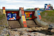 byggnationer, damm, dammluckor, Jokkmokk, konstverk, kraftverk, kraftverksdamm, lappland, Lindstrm, luckor, mlning, samhllen