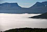 Bjrkliden, dimma, dimmbank, fjll, fjllen, hgfjll, landskap, lappland, Lapporten, sommar