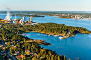 anlggningar, drnarbilder, drnarfoto, fabriker, flygbild, flygbilder, flygfoto, flygfoton, Holmsund, Lnghalsviken, massaindustri, Obbola, pappersbruk, samhllen, sommar, Villaviken, Vsterbotten