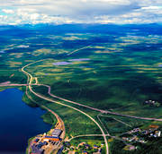 drnarbilder, drnarfoto, E10, flygbild, flygbilder, flygfoto, flygfoton, Kiruna, landskap, lappland, Luossajrvi, Riksgrnsen, Riksgrnsvgen, sommar, stder, vg