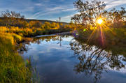 hstfrger, hst, Indalslven, Jmtland, landskap, meander, solnedgng, spegelbild, vattendrag