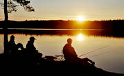 fiske, Landsomsjön, mete, solnedgång, sommar, sportfiske