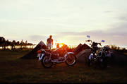 camping, motorcykel, semester, solnedg�ng, soluppg�ng, sommar, st�mning, st�mningsbild, st�mningsbilder, t�lt, �rstid, �rstider, �land
