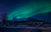 himmel, natur, Nikkaluokta, norrsken, polarnatt, polarsken, vinter