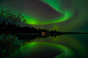 aurora borealis, himmel, himmelsfenomen, natthimmel, naturfenomen, norrsken, spegling