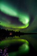 aurora borealis, himmel, himmelsfenomen, natthimmel, naturfenomen, norrsken, spegling