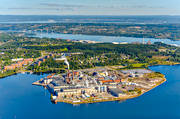 anlggningar, drnarbilder, drnarfoto, fabrik, flygbild, flygbilder, flygfoto, flygfoton, industrier, industristad, landskap, Medelpad, milj, Ortviken, pappersbruk, sommar, stder, Sundsvall
