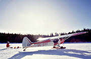 fiske, flyg, flygmaskin, kommunikationer, luftfart, pimpelfiske, skidflyg, skidflygning, Super Cub