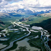 dal, deltalandskap, drnarbilder, drnarfoto, fjll, flygbild, flygbilder, flygfoto, flygfoton, landskap, lappland, nationalpark, nationalparker, Rapadalen, sarek, sommar