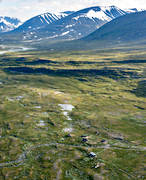 drnarbild, drnarbilder, drnarfoto, fjllstugor, flygbild, flygbilder, flygfoto, flygfoton, Kungsleden, landskap, lappland, Singistugorna, sommar, STF, Tjktjavagge, vandringsled, vernattningsstugor