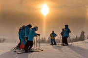 kallt, mnniskor, skidbacke, skidkare, solnedgng, sport, utfrskare, utfrskning, vinter, ventyr