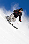 alpin, bl, brant, fritid, himmel, skidor, skidkare, skidkning, sport, utfrskning, vinter