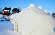 Jämtland, konst, sevärdhet, sevärdheter, snö, snöskulptur, storsjöodjuret, Trångsviken, vinter