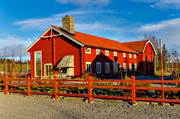 anläggningar, byggnader, byggnationer, Fäviken, gårdar, hus, Jämtland, röd, stall, timrad