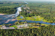 anlggningar, drnarbilder, drnarfoto, fall, flygbild, flygbilder, flygfoto, flygfoton, fors, forsar, hotell, landskap, Norrbotten, Pitelven, sevrdheter, Storforsen, turistattraktion, Varjisn, vattenfall