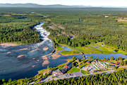 anlggningar, drnarbilder, drnarfoto, fall, flygbild, flygbilder, flygfoto, flygfoton, fors, forsar, hotell, landskap, Norrbotten, Pitelven, sevrdheter, Storforsen, turistattraktion, Varjisn, vattenfall