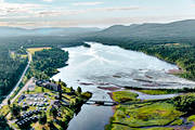anlggningar, drnarbilder, drnarfoto, fall, flygbild, flygbilder, flygfoto, flygfoton, fors, forsar, hotell, landskap, Norrbotten, Pitelven, sevrdheter, Storforsen, turistattraktion, Varjisn, vattenfall