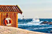bohusklippor, Bohuslän, byggnad, fyr, hav, hus, kust, landskap, natur, oväder, skärgård, sommar, stuga, Tjurpannan, utsikt, utsiktsplats, vatten, vågor