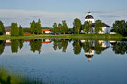 Hrjedalen, kvll, kvllsljus, kyrka, kyrkan, kyrkby, kyrkor, Norrland, samhlle, samhllen, spegling, stenkyrka, vattenspegel, Ytterhogdal